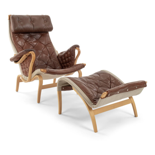 Mid-Century Modern "Pernilla" Lounge Chair in Cognac Leather by Bruno Mathsson for DUX