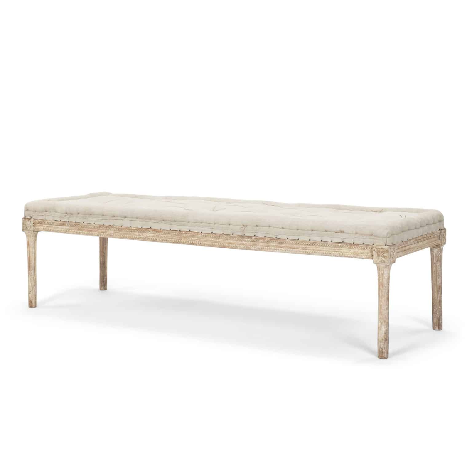 Painted Gustavian Bench Raised upon Tapered Fluted Legs Skelton Culver