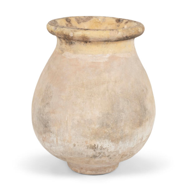 French Biot Jar with Yellow Glazed Rim