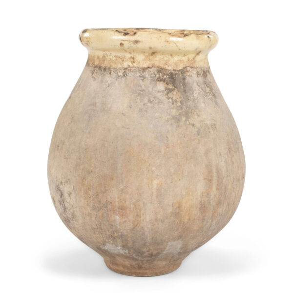 French Biot Jar with Yellow Glazed Rim