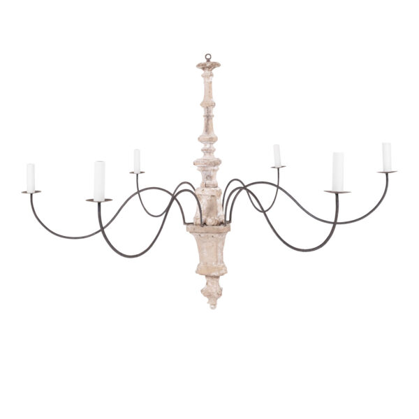 Hand-Carved Six-Arm Chandelier